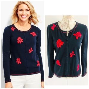 Talbots Charming Cardigan Navy Strawberries Medium